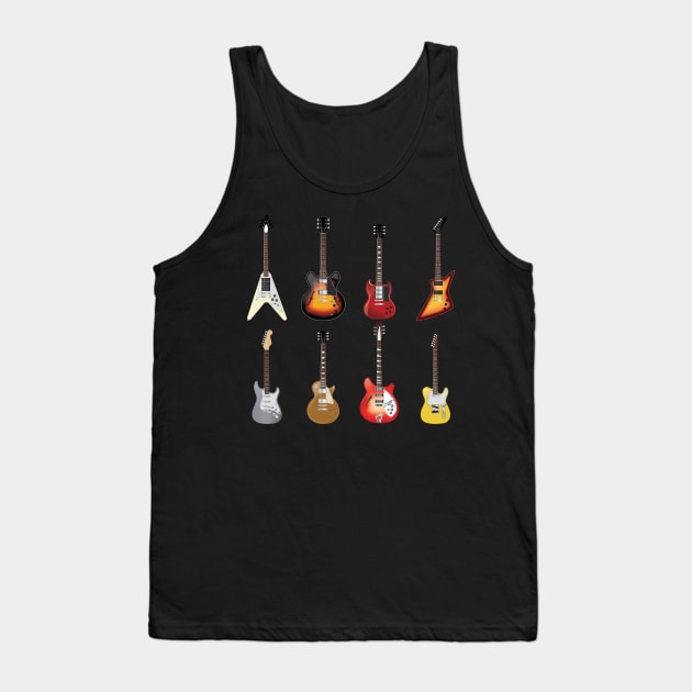 Vintage Electric Guitar Collection Tank Top by Vector Deluxe